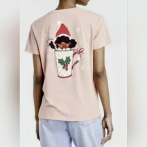 Doing A Latte For Christmas Graphic T-Shirt Size XXL Tan Peach New With Tags